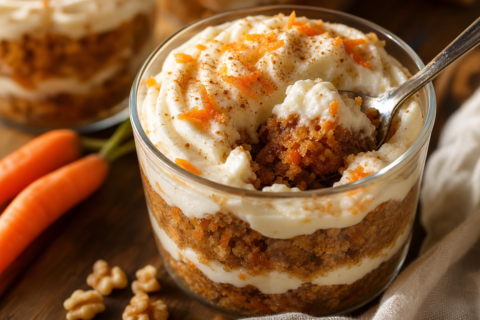 Postre Felicidad de zanahoria con crema de queso